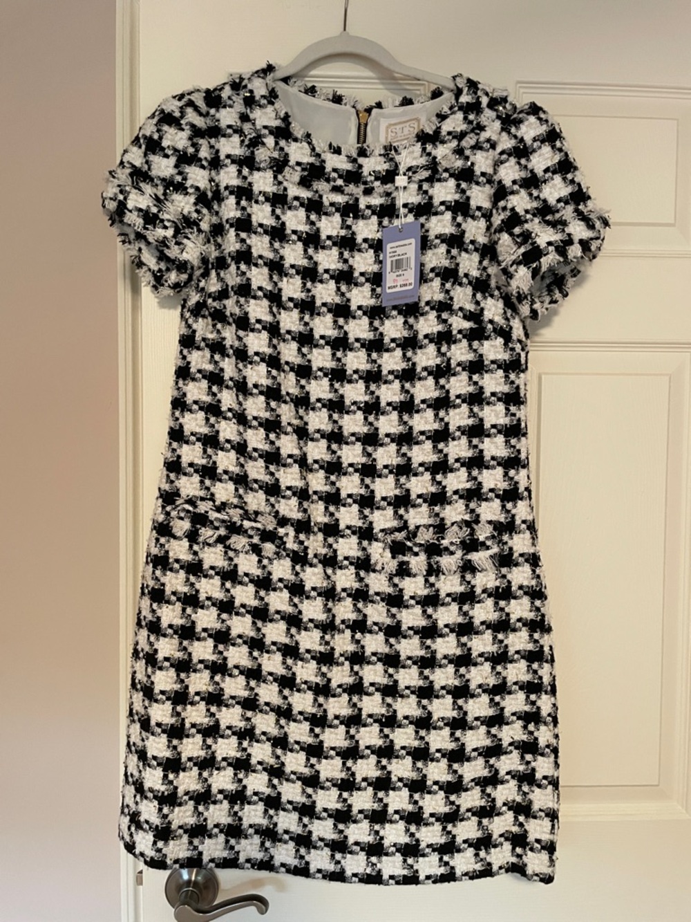 Classic Black & White Tweed Mini Dress